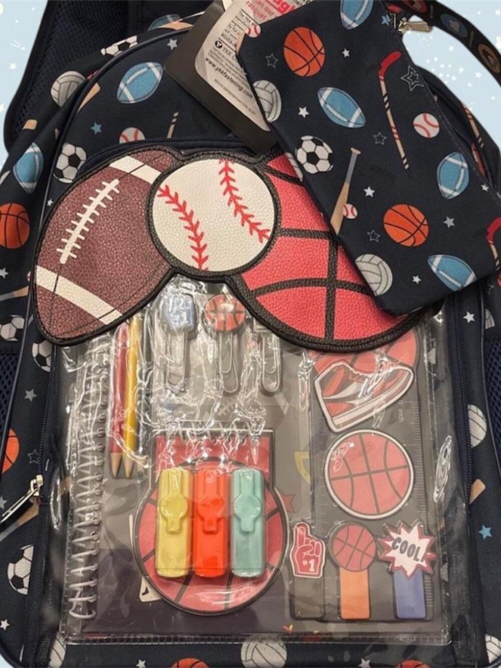 NWT Locker Club navy sports backpack with stationary set